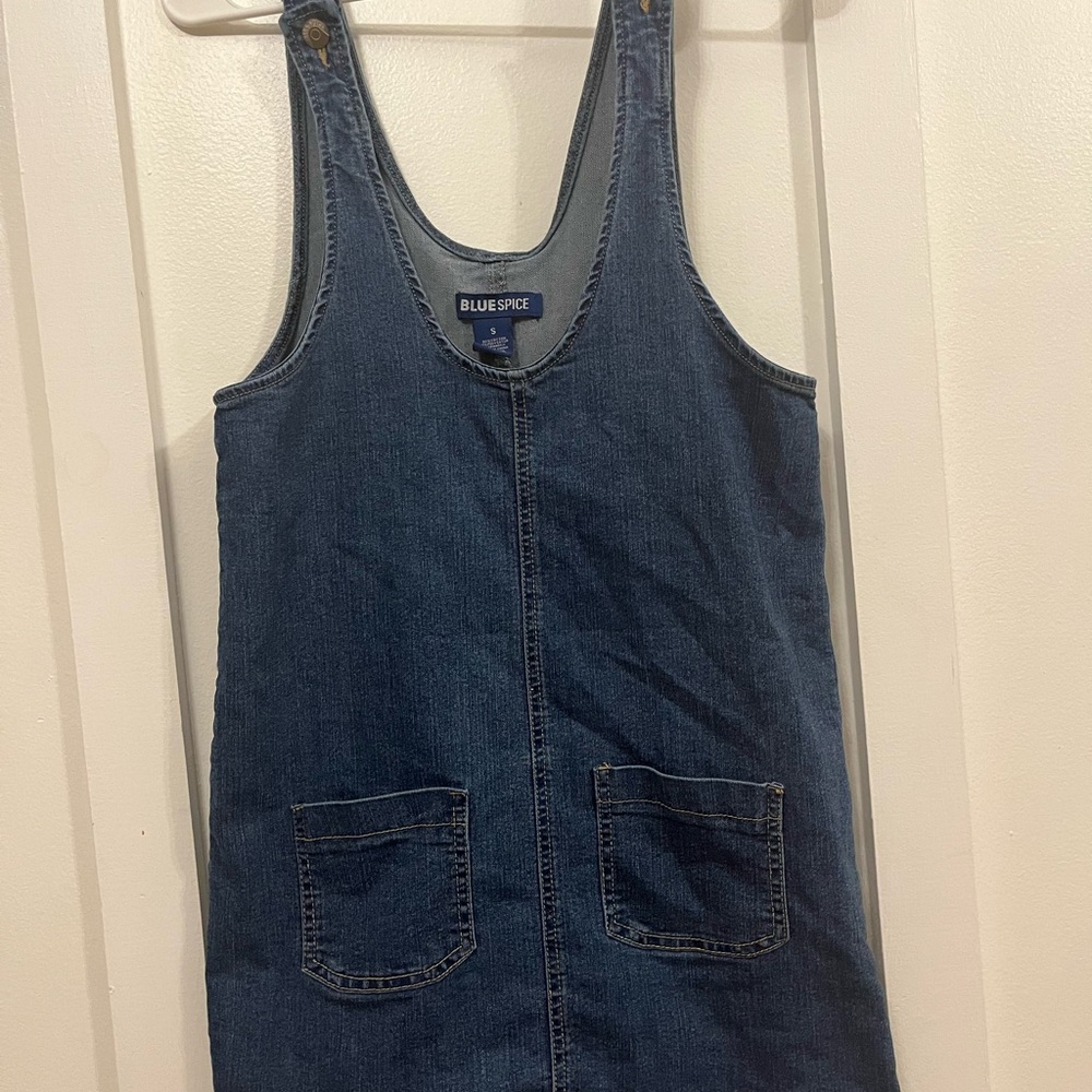 Denim overalls dress